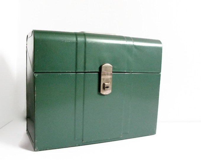 Vintage Industrial Green Metal File Box Retro Office Metal Etsy