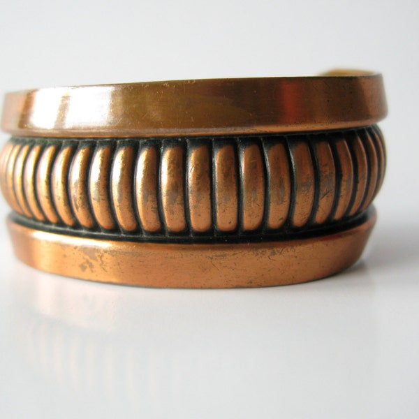 Vintage Ridged Copper Cuff