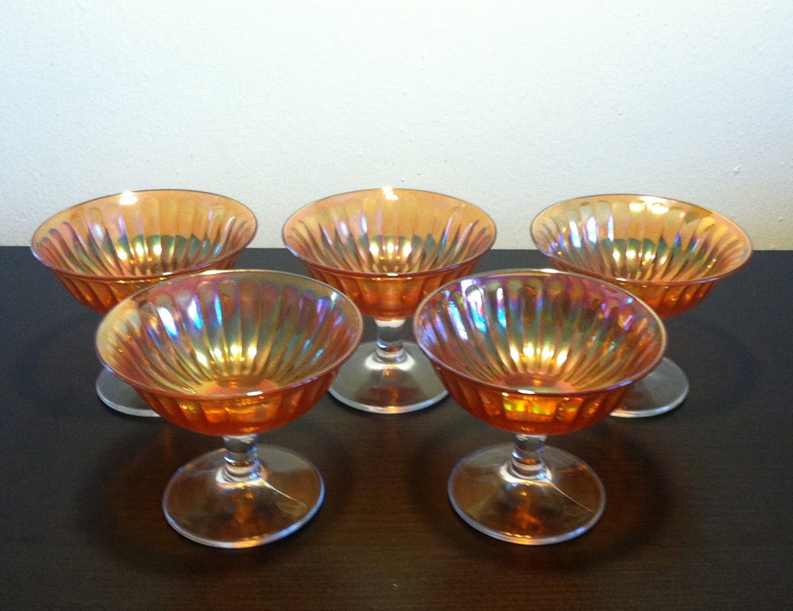 RESERVED Carnival Glass Sherbet Dishes Dessert Cups Etsy