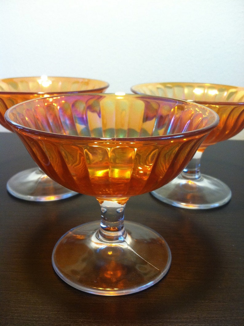 RESERVED Carnival Glass Sherbet Dishes Dessert Cups Etsy
