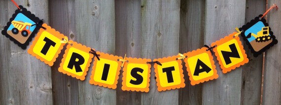 Construction Theme Name Banner Construction Birthday Decor Etsy