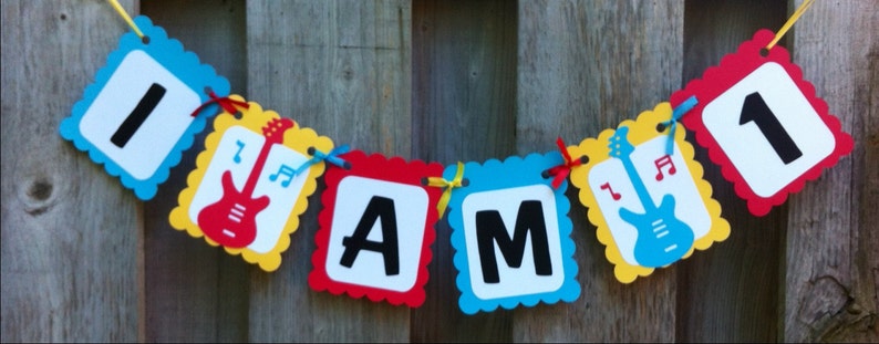 I Am 1 Rock And Roll Theme High Chair Banner Birthday Etsy