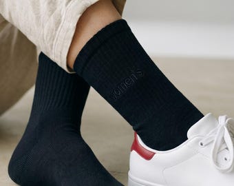 Personalized Embroidered Crew Socks, Custom Name Logo Tennis Socks