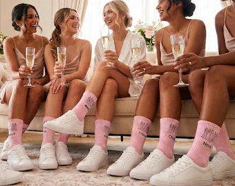 Personalized Embroidered Socks, Custom Bridal Party Gift, Wedding Morning Favor