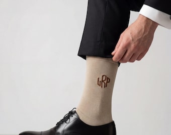 Personalized Bamboo Dress Socks, Custom Monogram Embroidery, Wedding Groomsmen Gift