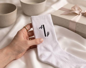 Personalized Bamboo Monogram Socks, Custom Embroidered Wedding Socks, Groomsmen Gift