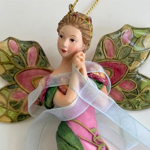 Beautiful Fairy Faeries Ashton-Drake Galleries &quot;On Wings of Light&quot; Heirloom Ornament Orchid&#39;s True Glory Fairies Delicate Floral Flower Wing