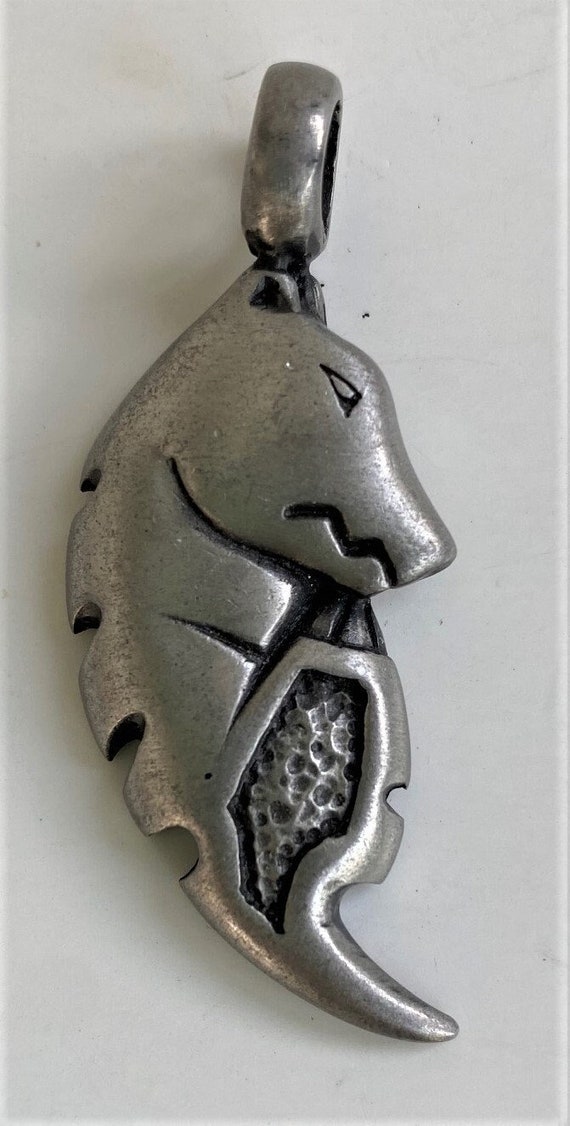 Vintage Rare Wolf Pewter Pendant Dingo Jackal Hye… - image 1