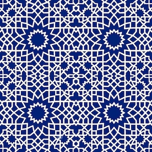 Moroccan Zellij Blue - Islamic Geometric Art Print