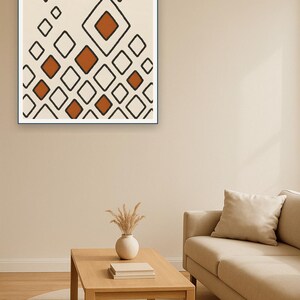 Moroccan Berber Rug Print, Beni Ouarain Diamond Pattern Wall Art, Terracotta Sand Boho Poster, Geometric Digital Download