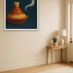 Moroccan Tagine Print, Ceramic Pottery Still Life Wall Art, Kitchen Boho Poster Digital Download