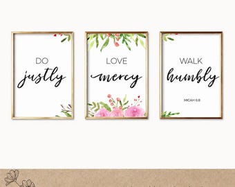 Micah 6:8 Scripture Wall Art Printable Do Justly Love Mercy Walk Humbly Bible Verse Christian Wall Decor Instant Download Living Room Office