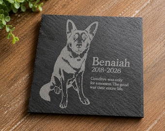 Personalized Pet Memorial Coaster: Engraved Dog Cat Portrait Keepsake