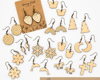 Earrings for Girls Lightweight Jewelry for Kids Wooden Dangle Back to School Gift Birthday Gift for Daughter Handmade Minimalist Earrings