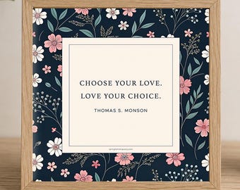 Romantic Wall Art Printable Love Quote Print Dark Blue Floral Digital Download Sweet Couple Gift Bedroom Wall Decor Wedding Anniversary Gift