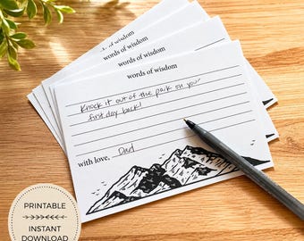 Words of Wisdom Graduation Cards Printable Advice Cards First Day of School Encouragement and Well Wishes Cards New Job Retirement Marriage