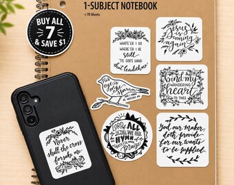Christian Stickers Hand-Lettered Hymn Art Bible Journaling Christian Gift: Faith Vinyl Decals (7-Pack Savings)
