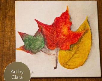 Original Autumn Leaf Painting Fall Decor for Home Fall Leaves Painting on Canvas Small Fall Wall Art Leaf Painting Gift Fall Foliage Art