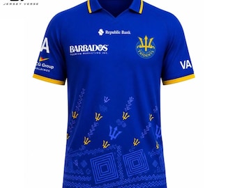 Personalized Jersey, Blue Polyester Cricket Apparel | Barbados 2026 Match Day Wear