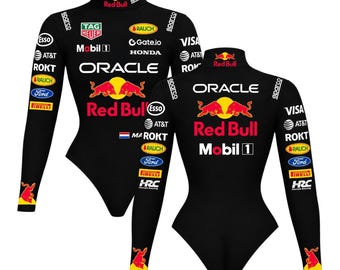 Max Verstappen F1 Inspired Black Racing Women Bodysuit | Motorsport Base Layer | Racing Fan Wear