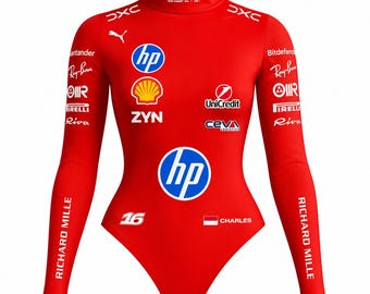 Roter F1-Body für Damen | Rennkompressionsanzug | Motorsport-inspiriertes Outfit