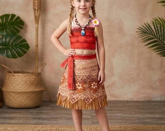 Moana Ocean Adventure Dress for Girls, Moana Inspired Costume, Princess Cosplay Costume, Halloween Dress Up Outfit