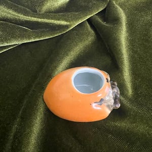 Vintage Arita Ware Persimmon Condiment Pot – Showa Retro Ceramic Small Jar