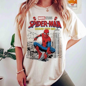 Vintage Spider-Man helt ny dag PNG, Retro Marvel Studios Comic Sublimation Design, Superhjälte New York City Clipart Digital Fil