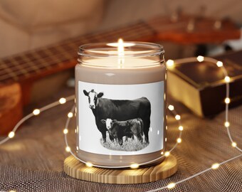 Black White Face Angus Scented Soy Candle, 9oz { Farmhouse Decor