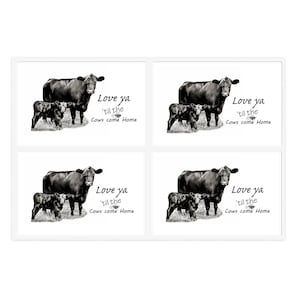 Black Angus Love ya til the Cows Come Home Sticker Sheets