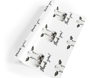 Rollos de papel de regalo de vaca blanca, 1 pieza de papel de regalo de agradecimiento de vaca Charolais