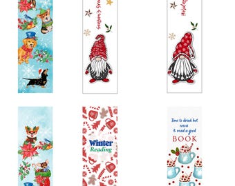 Marque-pages de Noël | Signets numériques imprimables | Signets imprimables | Amoureux des livres