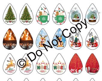 Boucle d'oreille en forme de larme de Noël | Modèle de conception de sublimation | Cadeau de Noël pour elle