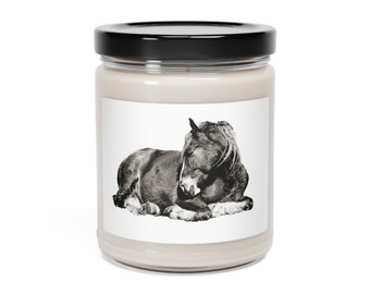 Black & White Horse Scented Soy Candle, 9oz Belgian Horse