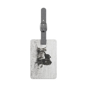 Baby Cow Luggage Tag/Travel Identification/Suitcase Tag/Wedding Gift/Saffiano Polyester Luggage Tag, Rectangle/Farmhouse Gift