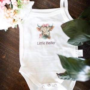 Adorable Little Heifer Onesie for Baby Girl - Farm Animal Baby Shower Gift- Farm Theme Newborn Outfit- Cow Summer Tank Top