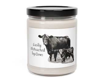 Bougie de soja parfumée vache personnalisée, cadeau de bougie de vache noire avec logo personnalisé de 9 oz