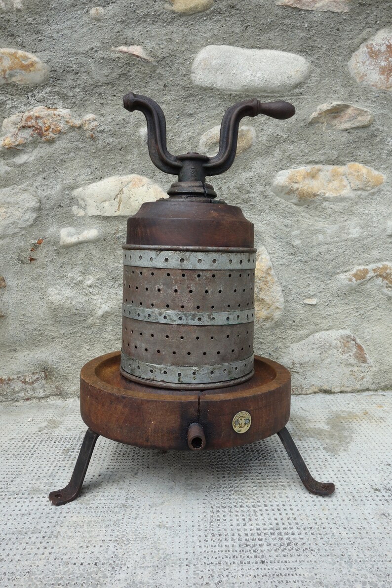 Antique French Wood and Cast Iron Fruit Press. Tabletop Wine Etsy