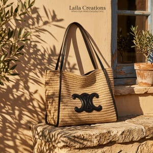 Stroh Strand Einkaufstasche | Schicke Sommer-Schultertasche | Resort Wear Handtasche | Alltags-Mode-Tasche | Geschenk für Sie Bild 4