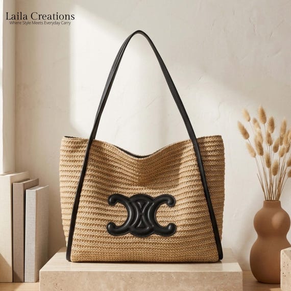 Woven Straw Beach Tote Bag | Chic Summer Shoulder Purse |  Resort Wear Handbag |  Everyday Fashion Bag | Gift for Her