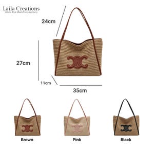 Stroh Strand Einkaufstasche | Schicke Sommer-Schultertasche | Resort Wear Handtasche | Alltags-Mode-Tasche | Geschenk für Sie Bild 11