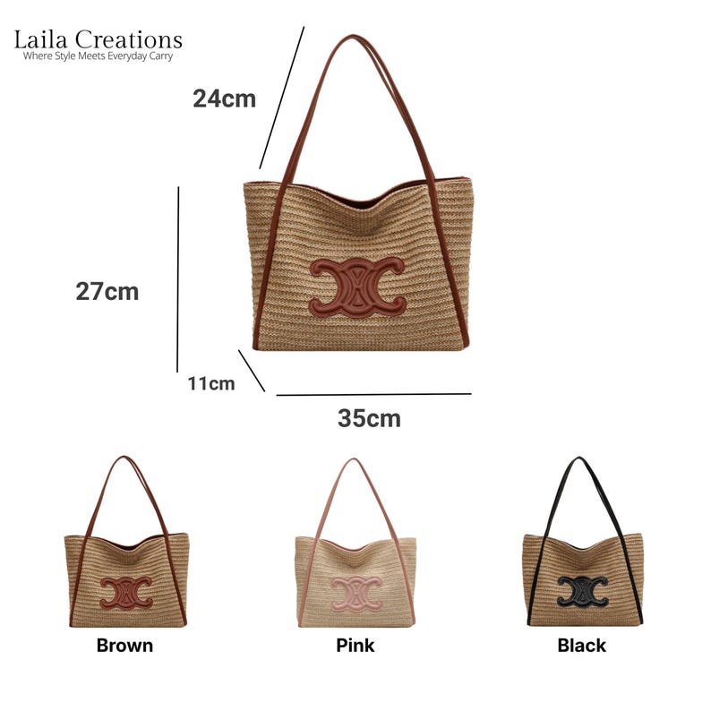 Stroh Strand Einkaufstasche | Schicke Sommer-Schultertasche | Resort Wear Handtasche | Alltags-Mode-Tasche | Geschenk für Sie Bild 11