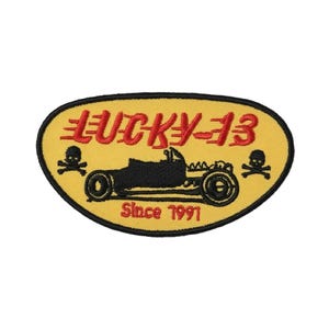Lucky 13 Hot Rod Embroidered Patch, Vintage Racing Badge