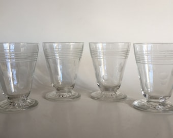 Four Vintage 50s Etched Dots Glass Set