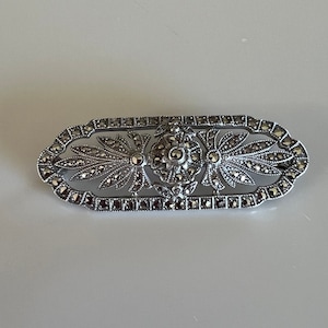 Vintage 20s Sterling Marcasite Pin