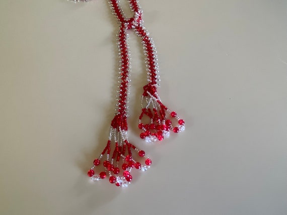 Vintage 20s Red Glass Sautoir Necklace - image 4