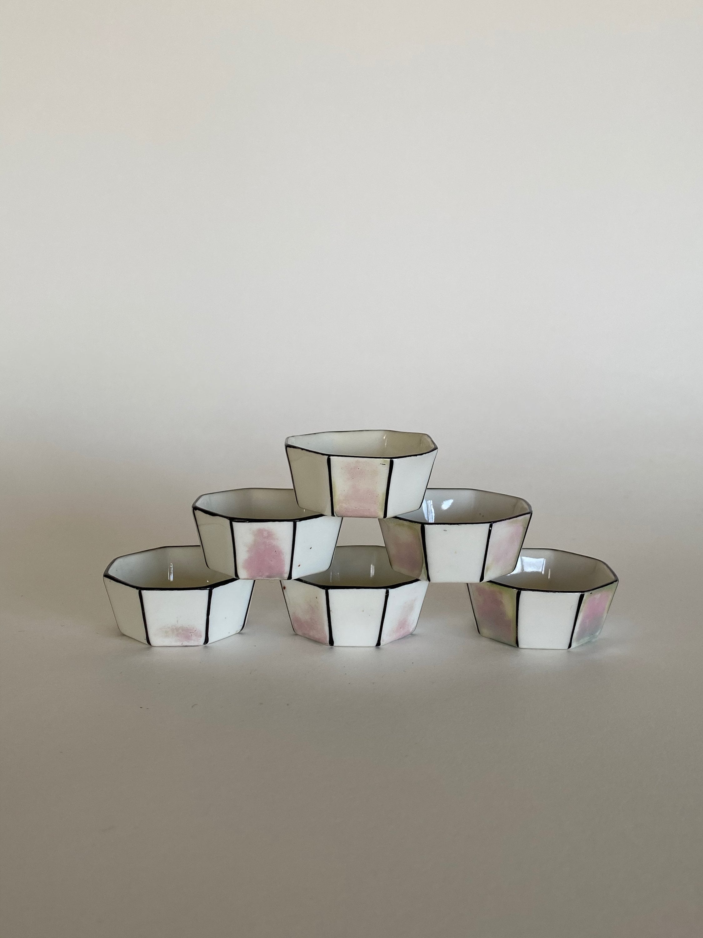 Six Vintage 1910s GERMAN Porcelain Salt Cellars Six Vintage 1910s GERMAN Porcelain Salt Cellars