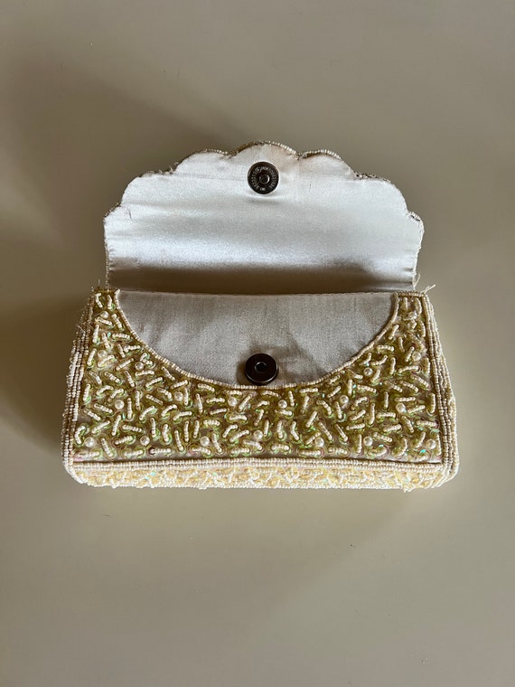 Vintage 80s BIJOUX TERNER Glass Beaded Clutch Pur… - image 7