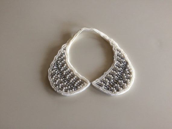 Vintage 40s Large Pearl and Rhinestone Collar - image 1