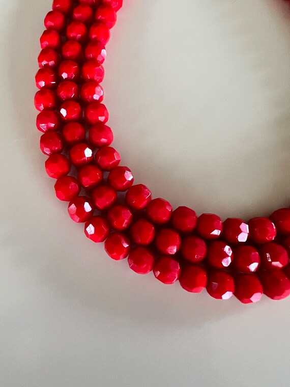 Vintage 30s BOHEMIAN Red Glass Necklace & Bracele… - image 4